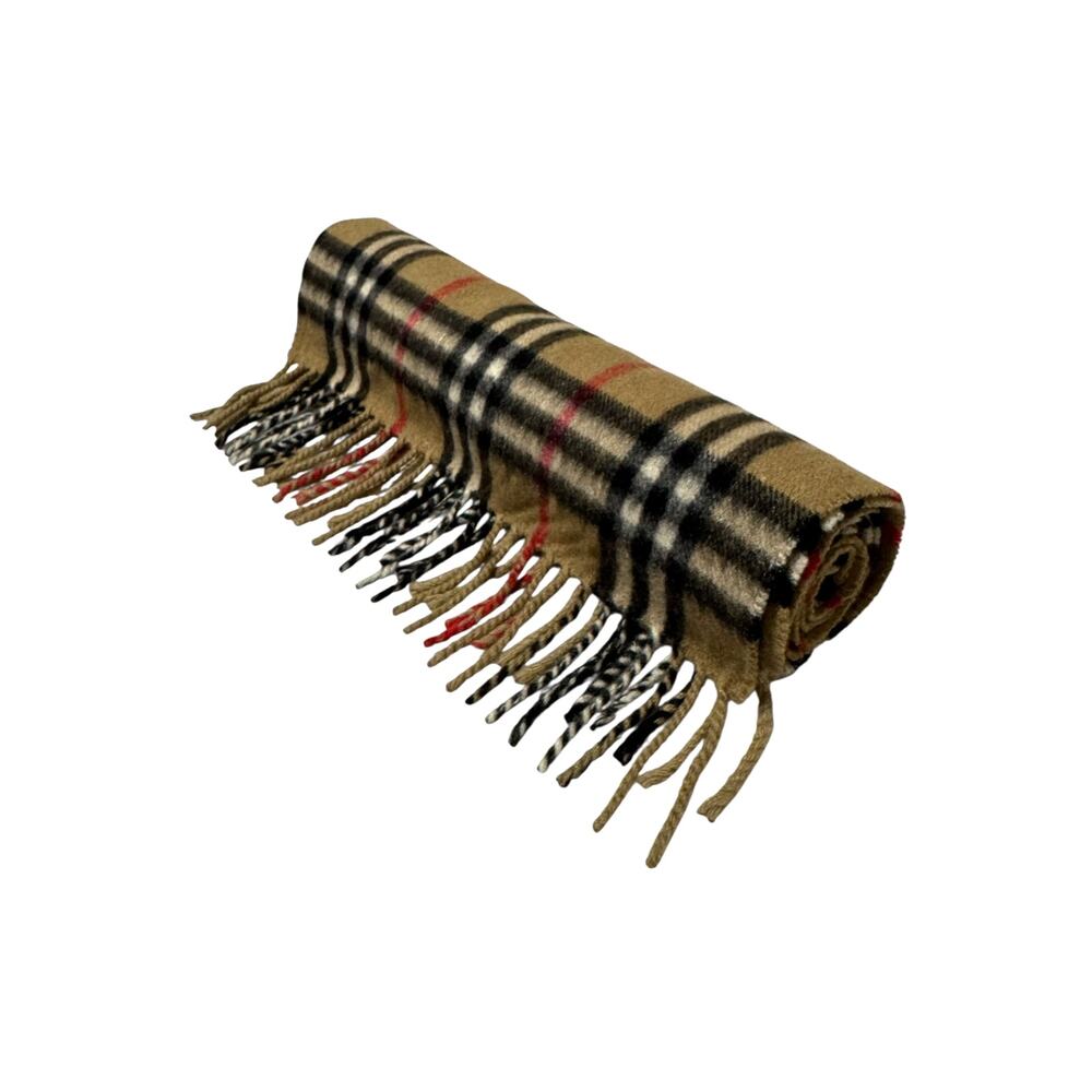 🔴 Vintage Burberrys Scarf Nova Check 100% Cashmere Camel - Picture 7 of 7